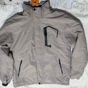 Moerdeng Mens size L  jacket Winter Ski Coat white pockets waterproof with hood